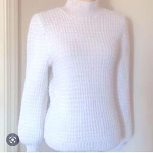 Vintage Handmade Crochet Women Sweater White Size M